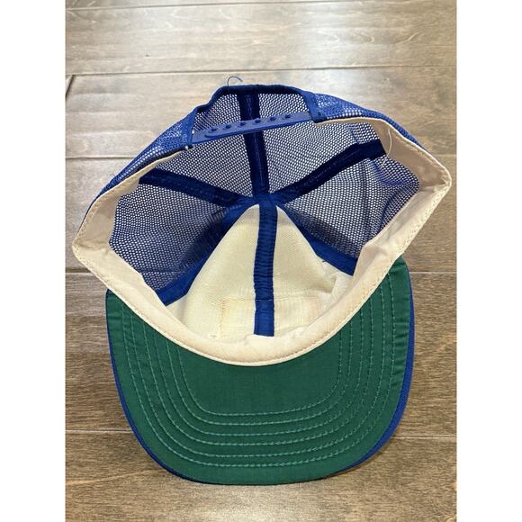 Vintage 80s Salsbury Mens Patch White Blue Adjustable SnapBack Trucker Hat Cap - Picture 7 of 7